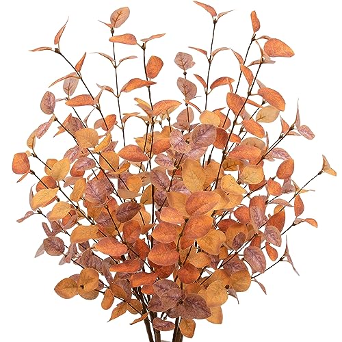 VGIA 6 Pcs Aritificial Eucalyptus Stems Fall Decorations with Fall Eucalyptus Leaves Stems Autumn Decorations with Fall Plants for Floral Arrangements