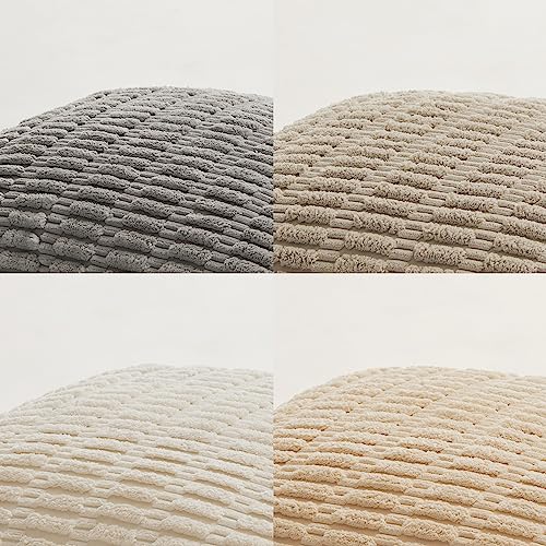 Fancy Homi 4 Packs Neutral Decorative Throw Pillow Covers 18x18 Inch for Living Room Couch Bed Sofa, Rustic Farmhouse Boho Neutral Home Decor, Soft Plush Striped Corduroy Square Cushion Case 45x45 cm