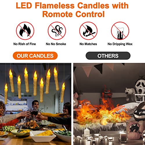 Halloween Decoration,12Pack Floating LED Candles With Remote Control,Hanging Floating Candles for Harry potter Witch Halloween Decor Christmas Holiday Party Birthday Wedding Bedroom Window Home Décor