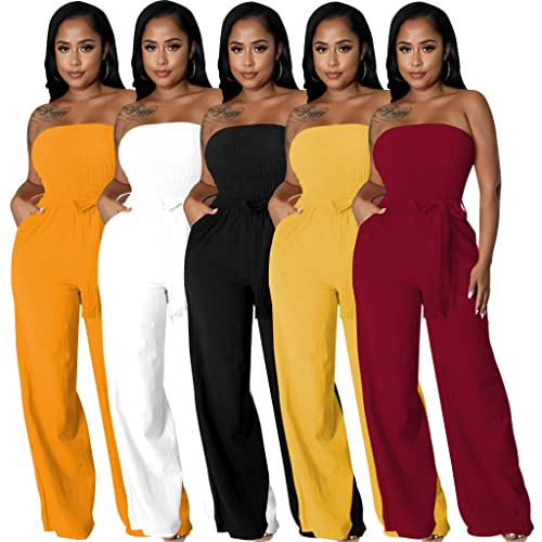 LightlyKiss Women's Casual Sleeveless Tight Jumpsuit Elegant And Fashionable Pleated Long Pants Rompers White