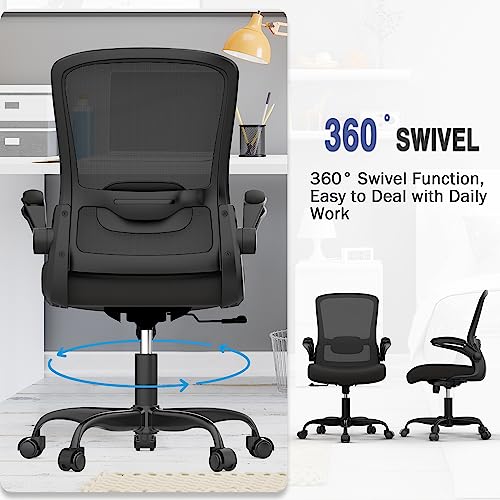 Office Chair, Ergonomic Desk Chair with Adjustable Lumbar Support, High Back Mesh Computer Chair with Flip-up Armrests-BIFMA Passed Task Chairs, Executive Chair for Home Office