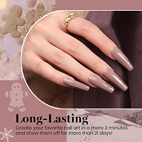 Beetles Holiday Gel Nail Polish Set - 6 Colors Burgundy Red Brown Champagne Gold Brown Gel Polish Kit Snow White Nude Grey Soak off Nail Lamp Gel Polish Gel Nail Manicure Kit DIY Gift