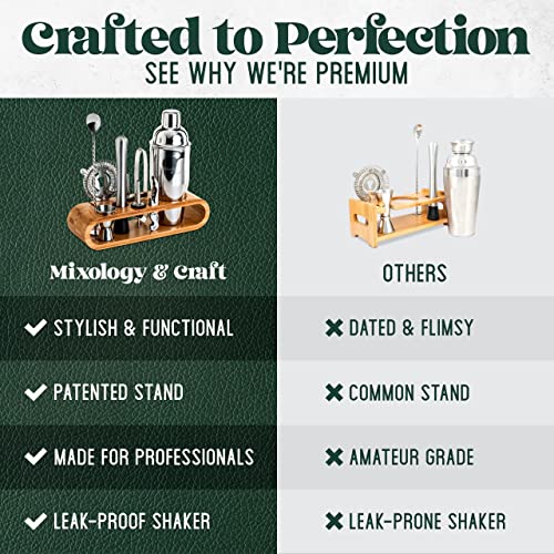 Mixology Bartender Kit: 10-Piece Bar Tool Set with Bamboo Stand | Perfect Home Bartending Kit and Martini Cocktail Shaker Set For a Perfect Drink Mixing Experience | Fun Housewarming Gift (Silver)