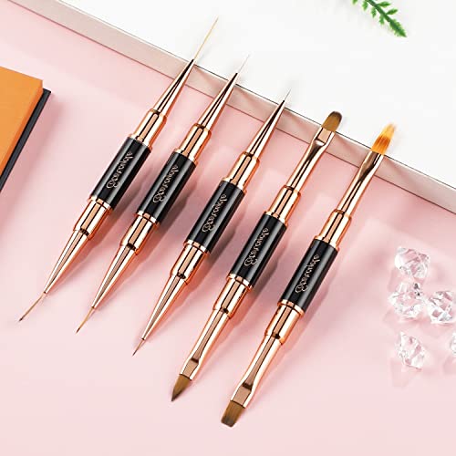 Double-Ended Acrylic Nail Art Brushes Set, Etercycle Gel Polish Nail Art Design Pen Painting Tools Nail Art Liner Brush and Nail Dotting Pen for Acrylic Application Salon at Home DIY Manicure