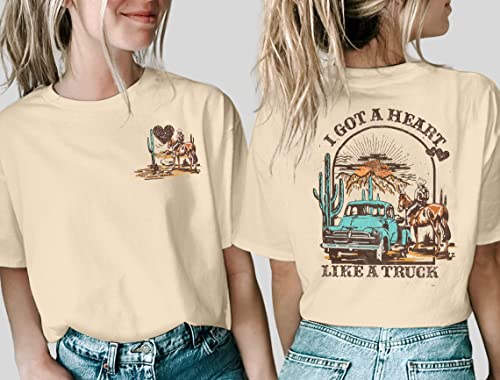 I Got A Heart Like A Truck T Shirt Women Country Music Shirts Nashville Concert Outfit Western Sunset Cowgirl Tops