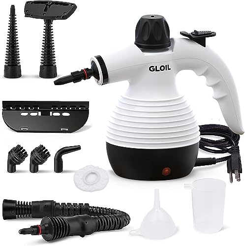 GLOIL Handheld Steam Cleaner, Steamer for Cleaning, Multipurpose Portable Steam Cleaners for Home Use with Safety Lock and 10 Accessory Kit to Remove Grime, Grease, and More, Save Time and Effort