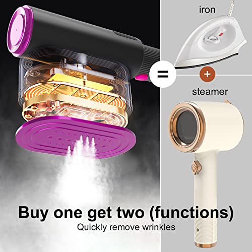 HANDEWO Steamer for Clothes with Lint Roller, 3-in-1 Vertical Horizontal Rotation Garment Steamer with Lint Remover and Screen Display, Clothes Steamer for Travel and Home(Black)