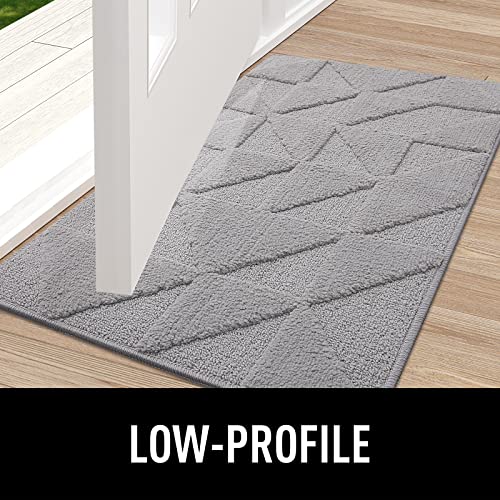 OLANLY Door Mats Indoor, Non-Slip, Absorbent, Dirt Resist, Entrance Washable Mat, Low-Profile Inside Entry Doormat for Entryway (48x32 inches, Grey)