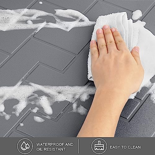 WEZVIX Non-Skid Kitchen Rugs and Mats Waterproof, Anti Fatigue Kitchen Mat 2 PCS, 1/2 Inch Thick Kitchen Floor Mat, Ergonomic Comfort Foam Standing Mat for Floor, Office, Sink, Laundry - Grey