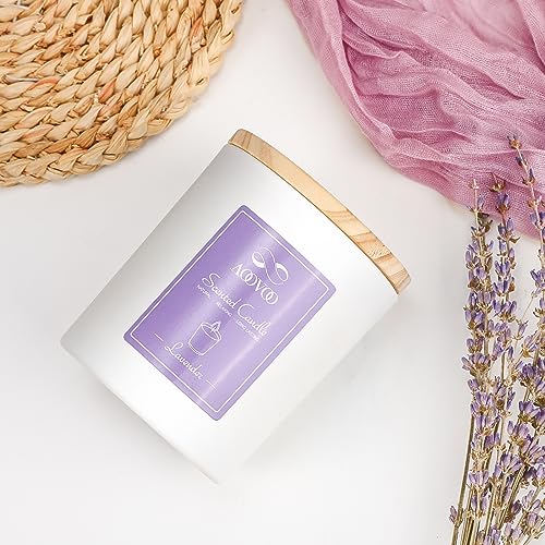 Lavender Scented Candles Gifts for Women - Aromatherapy Candle with Crystals Inside, 10oz 100% Natural Soy Wax Large Jar Candle 60 Hours Burn