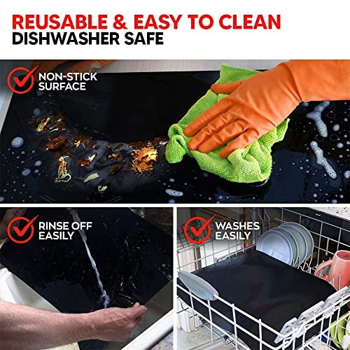 Thick Heavy Duty Oven Liners for Bottom of Oven | 2 Pack Non Stick Oven Liners for Bottom of Electric Oven | Reusable Oven Mat Kitchen Accessories | Oven Liner for Electric Gas Grill BPA and PFOA Free