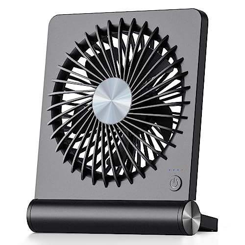 Koonie USB Fan, Strong Wind Ultra Quiet Small Desk Fan 220° Tilt Folding 3 Speeds Adjustable USB-C Powered Personal Fan for Home Office Desktop Black
