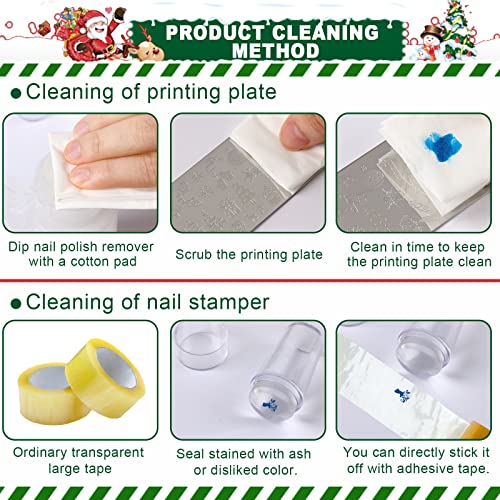 JUNEBRUSHS 10Pcs Christmas Nail Stamping Plates, 6Pcs Nail Art Templates 2 Nail Stamper 2 Scraper with Snowflakes Snowman Santa Xmas Tree Ball Elk Nail Stencils Image Plates Tools(Christmas Style)