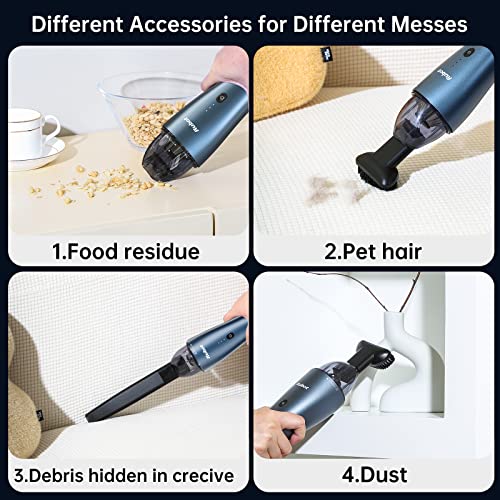 RUBOT Mini Vacuum, Cordless Handheld Vacuum Cleaner,7000Pa Powerful Suction,Portable Car Vacuum Rechargeable for Home/Car/Office-Misty Blue(P02)