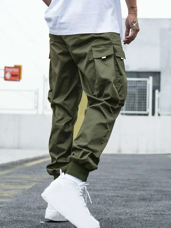 ZAFUL Men's Flap Pocket Drawstring Techwear Cargo Pants Athletic Elastic Joggers Casual Trousers Sweatpants