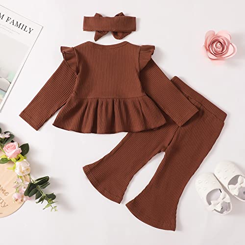 1 Year Old Girl Clothes Toddler Baby Girl Clothes Fall Winter Outfits Ruffle Sleeve Top Long Pants Cute Outfits Set 12-18 Months Girl Clothes