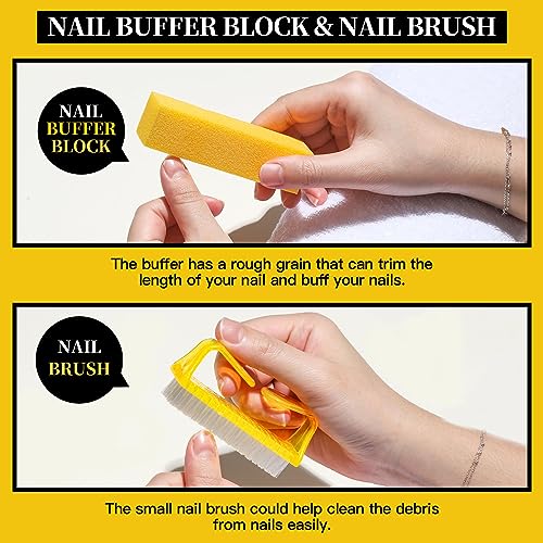 Nail Files & Buffer Block Set, FANDAMEI Nail Files 100/180, Nail Buffer Block, Nail Cuticle Nippers, Cuticle Pusher, Cuticle Peeler, Nail Lifter, Toenail File, Nail Brush for Manicure & Pedicure