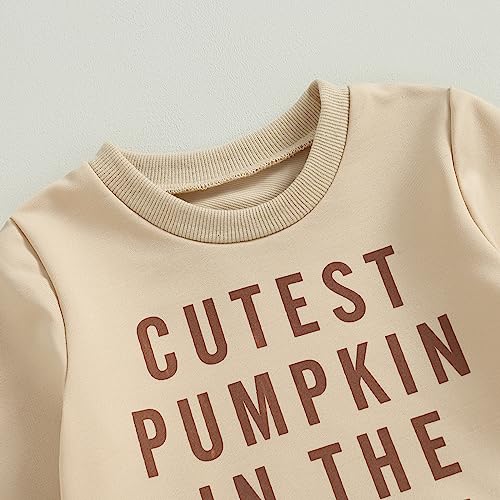 Adobabirl Toddler Baby Halloween Outfit Boy Girl Cutest Pumpkin Sweatshirt and Pants Set Halloween Fall Baby Clothes (Cutest Pumpkin In The Patch Outfit,12-18 Months)