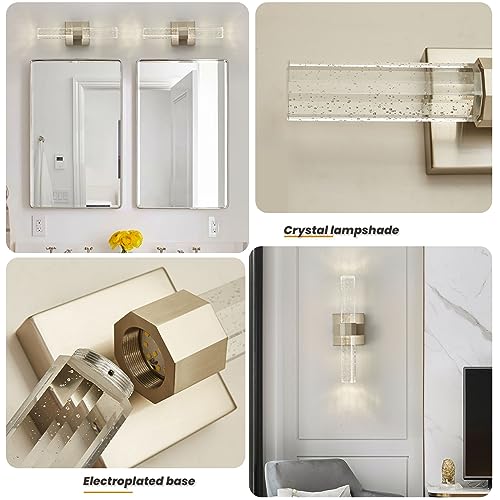 OYLYW Dimmable Bathroom Vanity Light fixtures Over Mirror Set of 2 Modern led Brushed Nickel Wall lamp Bubble Glass sconces Wall Lighting for Bathroom Bedroom Bedside Hallway