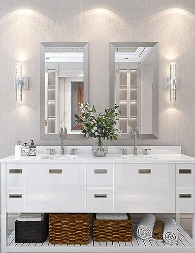 OYLYW Dimmable Bathroom Vanity Light fixtures Over Mirror Set of 2 Modern led Brushed Nickel Wall lamp Bubble Glass sconces Wall Lighting for Bathroom Bedroom Bedside Hallway