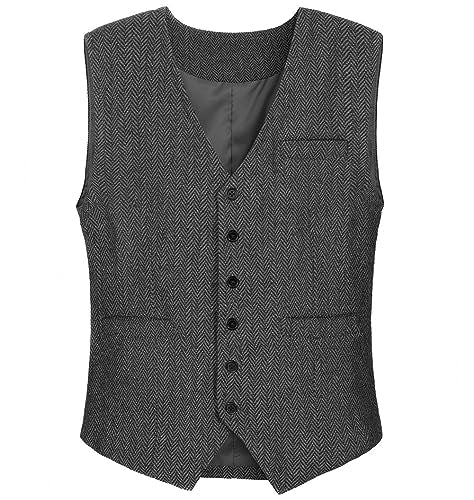 TOGROP 1920s Mens Costume Vest Hat Pocket Watch Accessories Set Adult Party Cosplay Dark grey Large