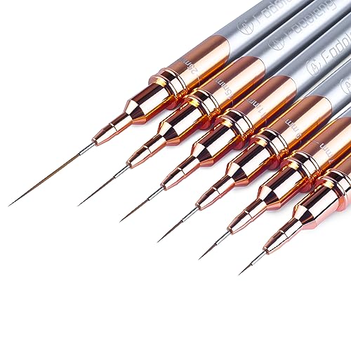 Liner Brush for Nails, 6Pcs Thin Nail Art Brushes Professional Nail Detail Brush for Gel Polish Sizes 5/7/9/11/15/25mm (Silver and Golden)