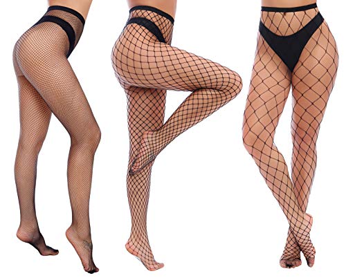 Charmnight Womens High Waist Tights Fishnet Stockings Thigh High Pantyhose 3 Pair(1)