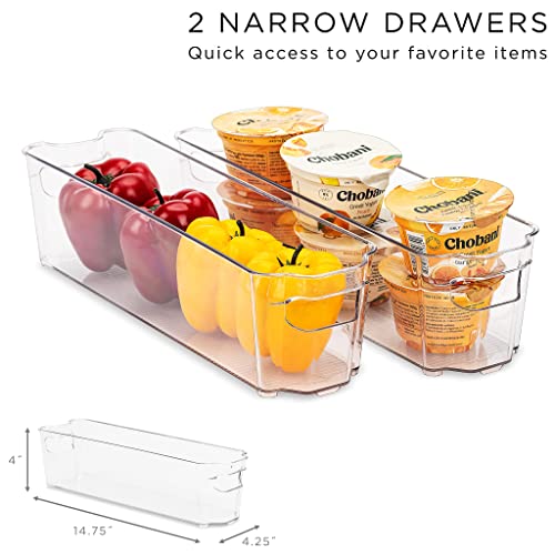 Sorbus Clear Fridge Organizer Bins - Refrigerator Organizer Bins for Home Essentials, Food, Toiletries, Makeup, Cleaning Supplies, Laundry Room, Pantry and Kitchen Organization and Storage (6 Pack)