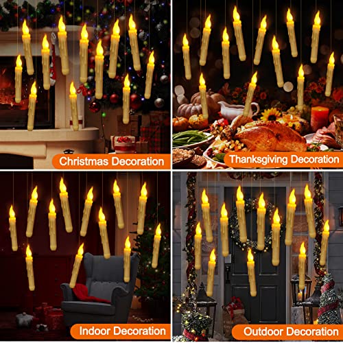 Halloween Decoration,12Pack Floating LED Candles With Remote Control,Hanging Floating Candles for Harry potter Witch Halloween Decor Christmas Holiday Party Birthday Wedding Bedroom Window Home Décor