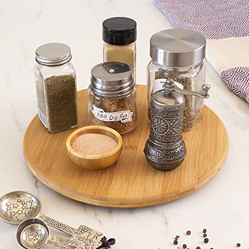 TB Home 10” Bamboo Wood Lazy Susan Organizer for Kitchen, Turntable for Cabinet, Countertop, Table or Pantry