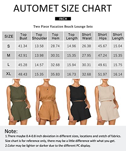 AUTOMET Two Piece Outfits Women Summer 2 Piece Spring Outfits Lounge Sets Crop Top Tank and Shorts Beach 2023 Fashion Clothing