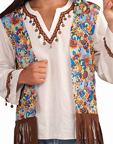 Forum Novelties Men's Groovy Hippie Costume Shirt and Headband, Multi Colored, One Size