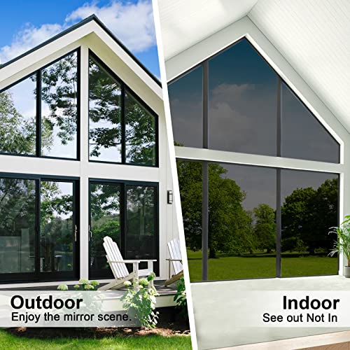 Heat Blocking Window Privacy Film with 3 Free Tools: One Way Window Tint Reflective Window Tinting Film for Home See Out Not in Sun Blocker Mirror Window Clings Door Window Cover,17.5 * 78.7 Inch