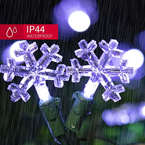 LAMPHOME 12.8ft 50 LED Snowflake String Light for Christmas,Party,Home,Patio Lawn,Garden，Cool White