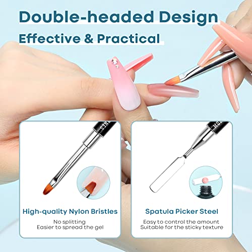 Modelones Poly Nail Gel Kit Slip Solution for Nails 120ml Extension Set with Dual-Ended Brush Anti-Stick Liquid Brushes Cleaning Smooth Non-Odor Healthy Manicure Easy Spread Beginner