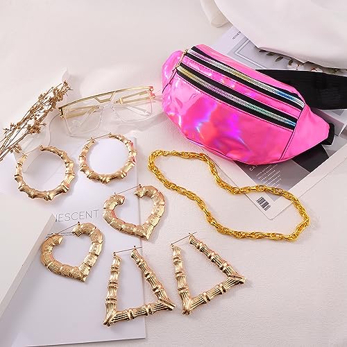 SONNYX 80s 90s Accessories Outfit for Women Hip Hop Costume Kit Rapper Sunglasses Gold Chain Halloween Decorations