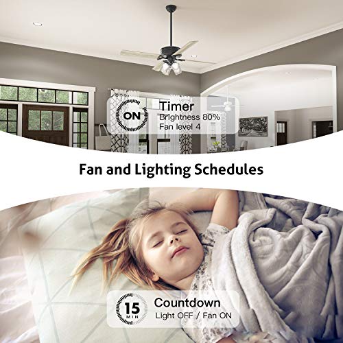 TREATLIFE Smart Ceiling Fan Control and Dimmer Light Switch, Neutral Wire Needed, 2.4GHz Single Pole Wi-Fi Fan and Light Switch Combo, Works with Alexa, Google Home and SmartThings, Remote Control