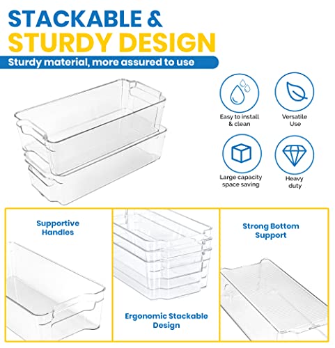 Utopia Home Medium Pantry Organizer-Set of 8 Refrigerator Organizer Bins-BPA Free Fridge Organizer for Freezers, Kitchen Countertops and Cabinets