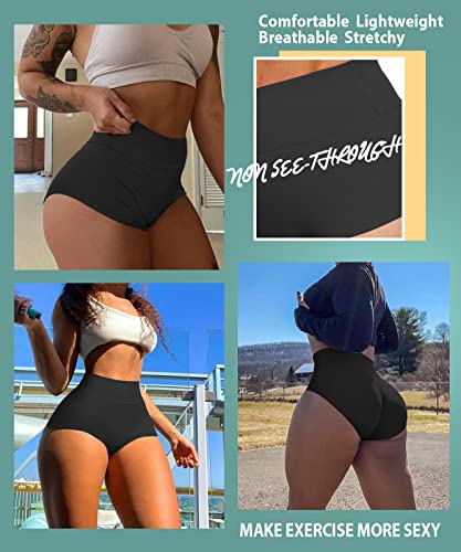 Women's High Waist Yoga Booty Shorts Workout Spandex Dance Hot Pants Butt Lifting Leggings Rave Outfits Black