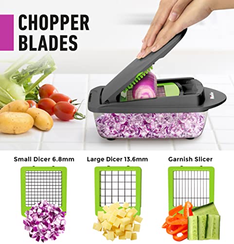 Mueller Pro-Series 10-in-1, 8 Blade Vegetable Chopper, Onion Mincer, Cutter, Dicer, Egg Slicer with Container