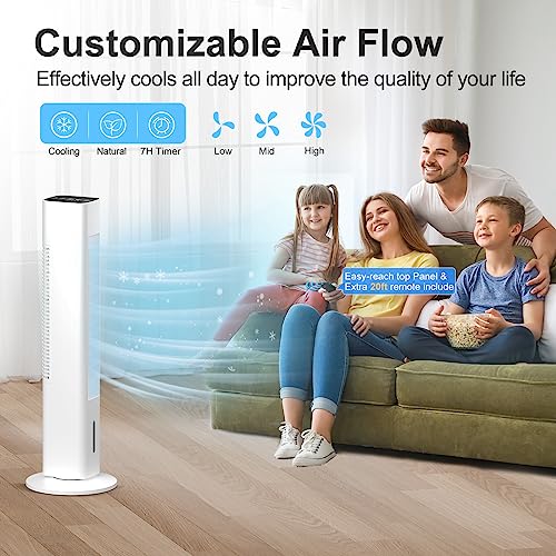 COZZYBEN Cooling Tower Fan Standing Floor Fans Bladeless Portable Evaporative Air Cooler Ventless Ac Unit no Window for Room Bedroom Indoor Home