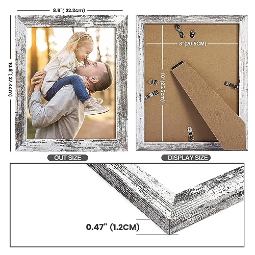 TWING 8x10 Rustic Picture Frames Set of 6 Distressed White Composite Wood Farmhouse Photo Collage For Decor Gallery Frame Set Mounting or Table display