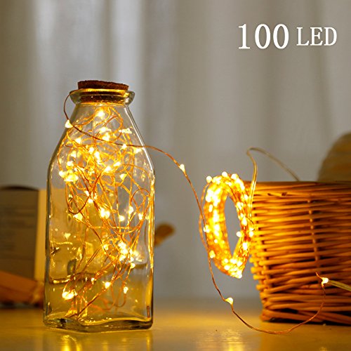 Twinkle Star Copper Wire Fairy String Lights 8 Modes USB Powered, Remote Control for Wedding Party Home Christmas Decoration, Warm White, 33ft 100LED