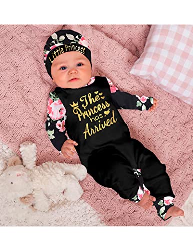 Newborn Baby Girl Clothes Infant Winter Onesies Floral Romper Footless 3PCS Baby Girl Outfits Set 0-3 Months