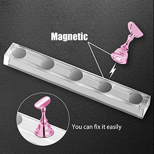 2 Sets Pink Nail Stand for Press on Nails Display, Magnetic Fake Nails Holder for Painting Nails Practices, Beginner Acrylic Nail Art Kit Accessories, Nail Salon Equipment and Decor