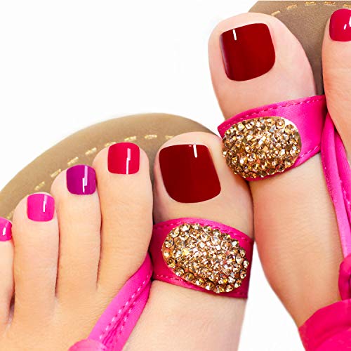 100 Pieces False Toenails Tip with Box, Acrylic Artificial Toenails French Full Cover Toe Art Nails for Women, 10 Sizes for Nail Salon and Foot Decoration (Clear)