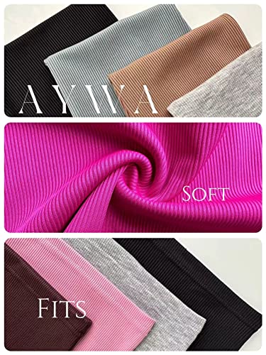 AYWA Two Piece Outfits for Women Fitted Crew Neck T-shirt High Waist Leggings Biker Shorts Matching Sets Streetwear (Light Heather Grey, Medium)