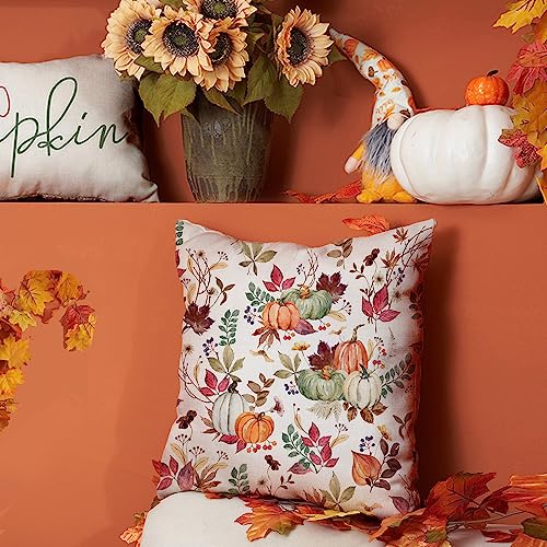 DFXSZ Fall Pillow Covers 18x18 inch Set of 2 Pumpkin Maple Leaf Flower Decorative Throw Pillow Covers Autumn Thanksgiving Farmhouse Decoration for Home Couch