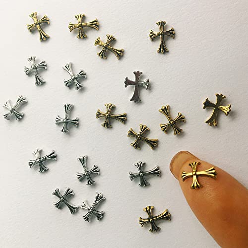 20pcs 3D Cross Nail Charms for DIY Acrylic Art Nails Decals Kits Accessories Jewelry Making Decoration.