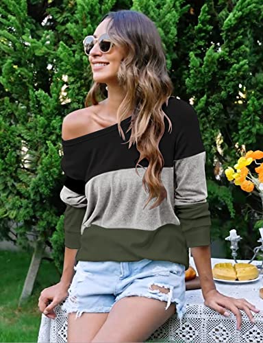 Halife Tunic Tops to Wear with Leggings Long Sleeve Color Bock Shirts Fall Outfits Green S